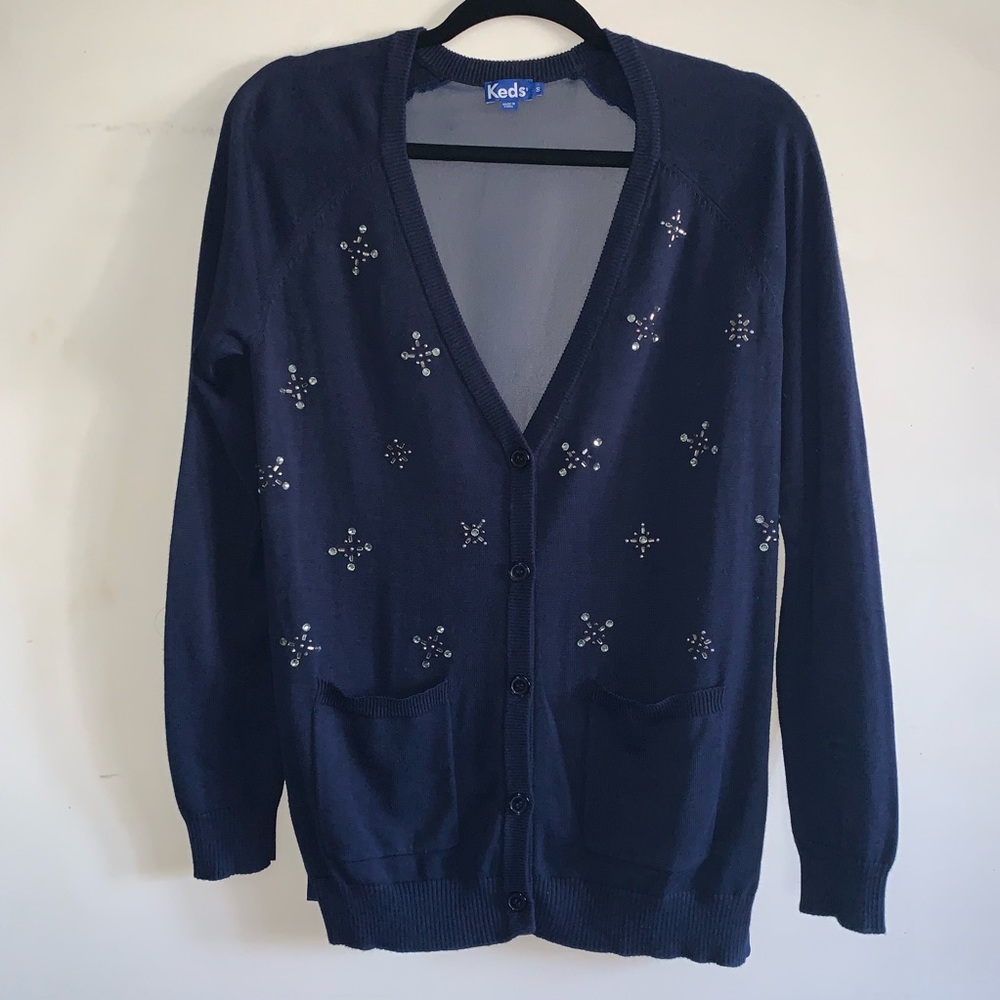 Blue sweater cardigan by Keds